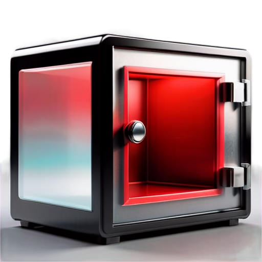 vault safe with glass door and red box inside - icon | sticker