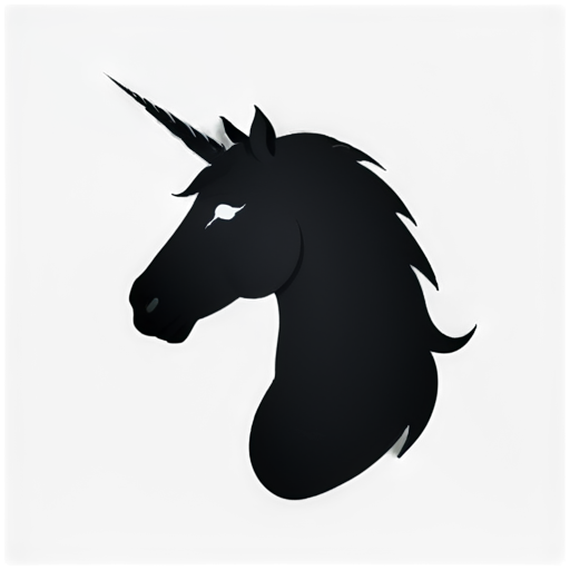 Dark unicorn head long mane contour - icon | sticker