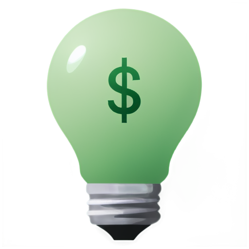 32x32 pixel icon of a dollar bill wrapped around a light bulb - icon | sticker