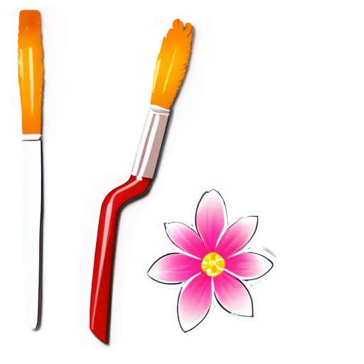 paint brush with flower - icon | sticker