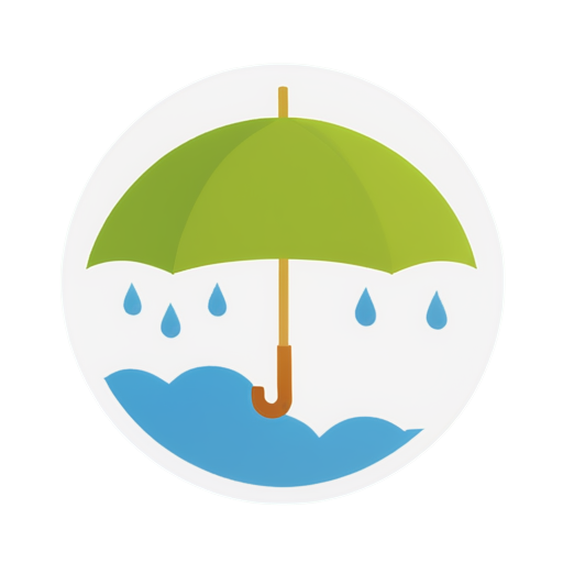 rainy day, drops, umbrella, clouds - icon | sticker