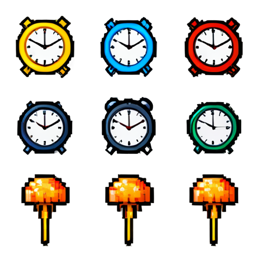 simple clocks without digits in pixelart style - icon | sticker