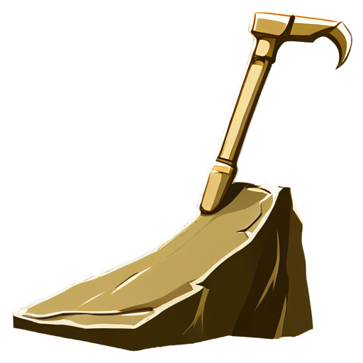 artistic art style pickaxe mining stone - icon | sticker