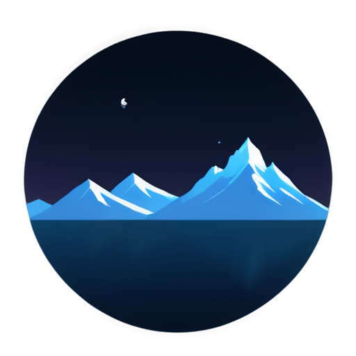 snowy mountains, horizon, iceberg, campfire, fantasy, mountain top, mountainous horizon, landscape, night, stars, milky way, luna - icon | sticker