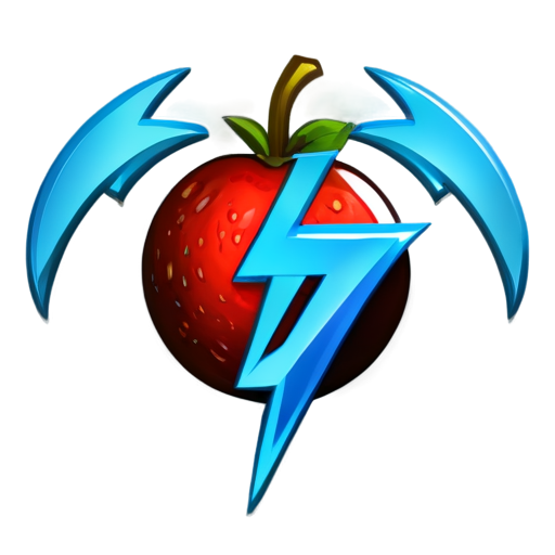 Thunder Symbol, Berry Icon, Electric Blue, Bold Design, Powerful Fruit, Vibrant Colors, Norse Theme - icon | sticker