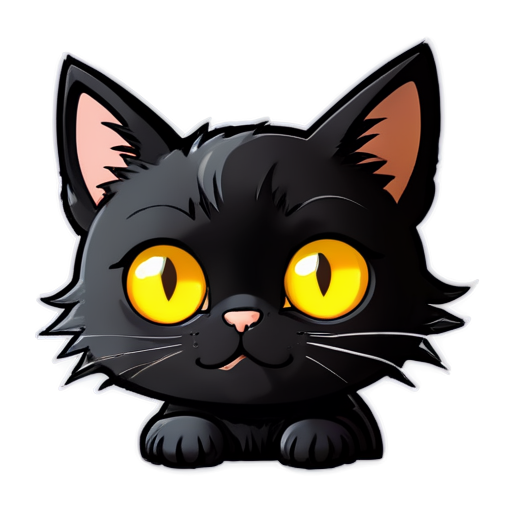 black cat with yellow eyes and take off his glasses with a slight smile - icon | sticker