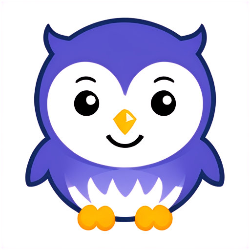 owls head, simple, smiling, child, cute, one-line, 5 colors - icon | sticker