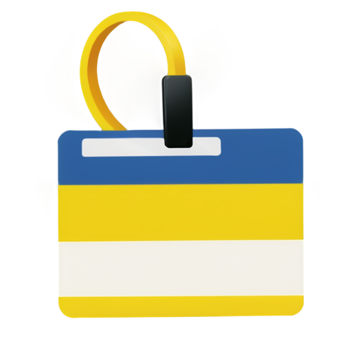 generate ID card diagonal card in blue an yellow shade , now put this card encircled from top and diagonally cut from one side - icon | sticker