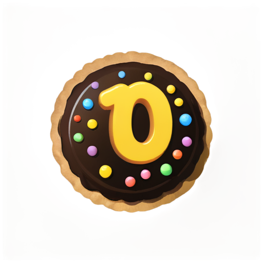 The pie is sprinkled with candies shaped like the numbers "0" and "1" - icon | sticker