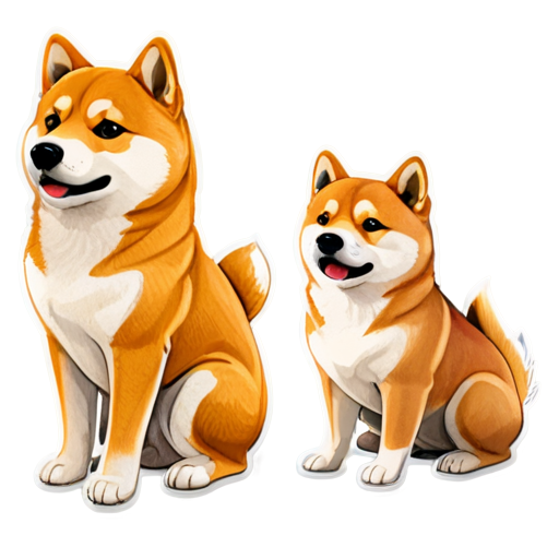 Shiba Inu sitting pose front - icon | sticker