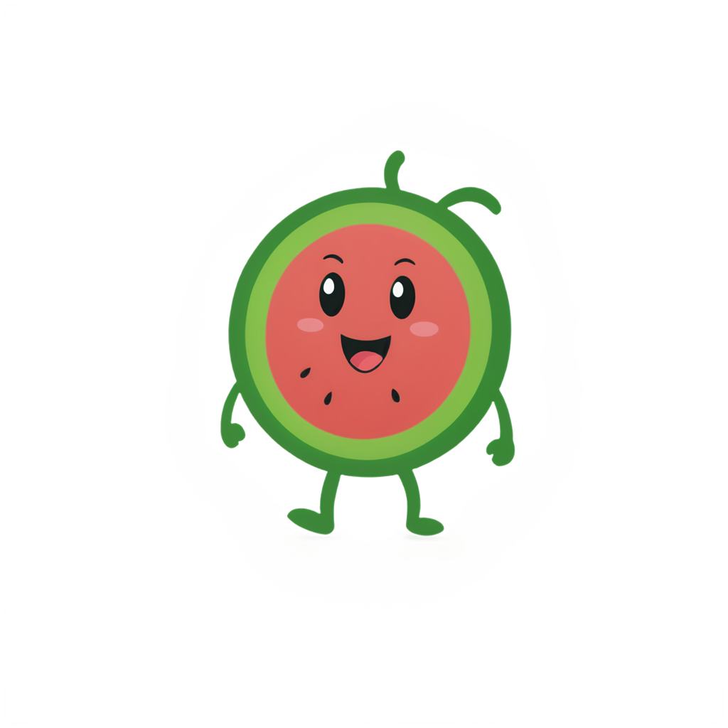 kawaii logos,Watermelon has arms and legs and is running in a cartoon,cute - icon | sticker
