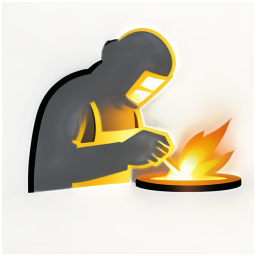 Create an icon depicting a welder welding metal. The background should be simple or plain so that the emphasis is on the figure of the welder and the welding process. Icon styling can be minimalistic, with clear lines and simple colors - icon | sticker