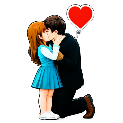 the girl apologizes to the guy on her knees and kisses his feet - icon | sticker