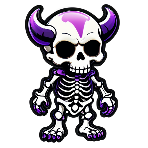 Skeleton Demon with Toxic purple,White and blac colours - icon | sticker