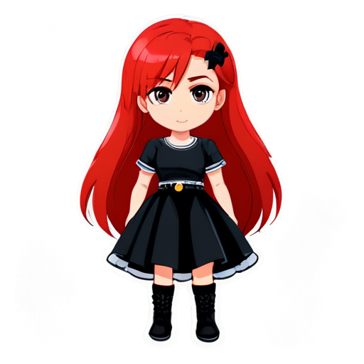 stickers with a girl with red hair and black clothes. jojo style. - icon | sticker