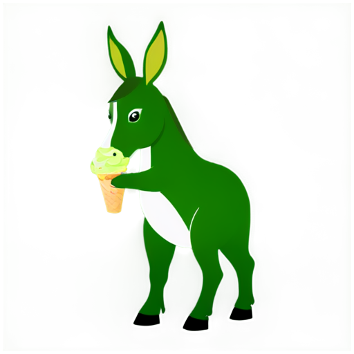 Green donkey eating ice cream - icon | sticker