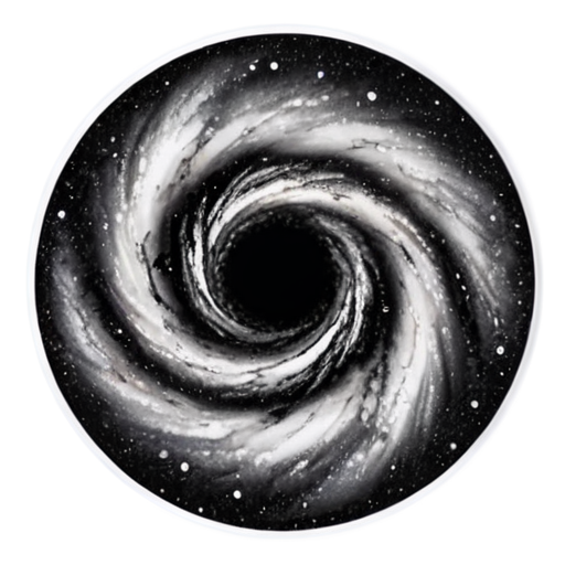 spiral galaxy milky way angled black and white colors - icon | sticker