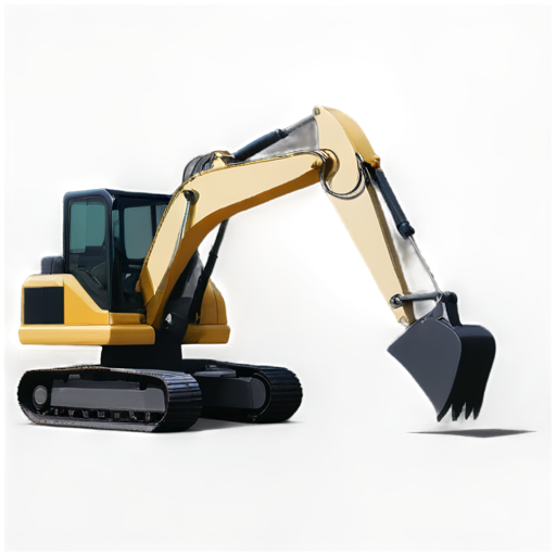 excavator, side view, flat, minimalistic, black and white - icon | sticker