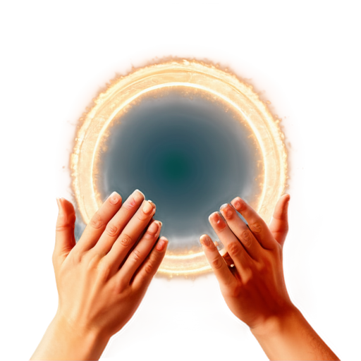 hands praying with mysterious circle around - icon | sticker