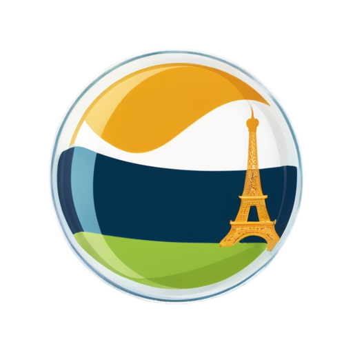 Transparent glass sphere without any base or stand, .with Paris inside sphere and olympic games cyrcles - icon | sticker