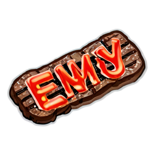 The word ENEMY from the traces of barbecue on a steak - icon | sticker