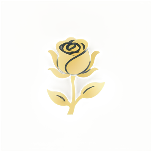 Minimal line logo of a gold rose, vector - icon | sticker