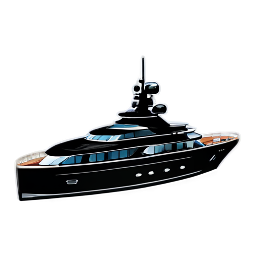 Modern Black Yacht - icon | sticker