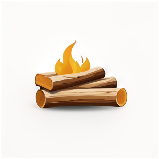 a beautiful burning firewood - icon | sticker