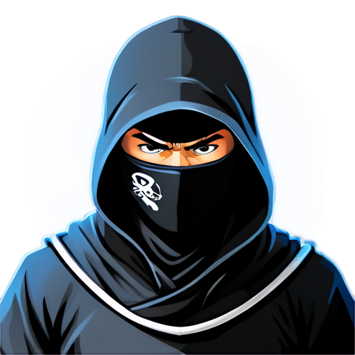 black, angry ninja logo, for a crypto token - icon | sticker