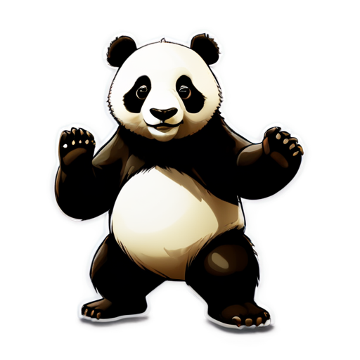 Tai Chi Panda, ink painting style - icon | sticker