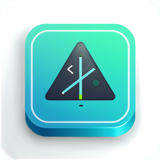 A modern and simple app icon for a math study and practice app. The icon features a flat design style with a harmonious composition based on the Golden Ratio. The background is a soft gradient from light blue to green. In the center, there's a stylized calculator with buttons displaying mathematical symbols (+, -, ×, ÷). Surrounding the calculator are geometric shapes (circle, square, triangle) and a pencil. The overall design is clean and minimalistic, using bright colors to make the icon stand out. - icon | sticker