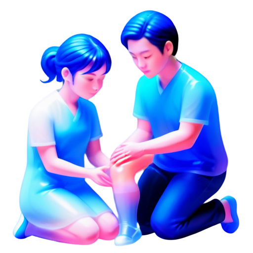 physiotherapist treating patient with knee pain - icon | sticker