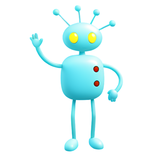 A fun and kind cheerful robot named Neuronic, made in the shape of a neuron. The robot's head resembles a soma, and its hair is modelled as dendrites. His torso is modelled as an axon, while his chrysalis and legs are modelled as pelodendria and synaptic tubercles. The dark fantasy background resembles a complex nervous system with intricate details and glowing elements. Anime style illustration, 3d render, poster, anime, dark fantasy - icon | sticker