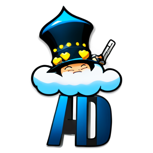 A cloud with the word Ad on it, wings, and king hat with a wrench on it. - icon | sticker