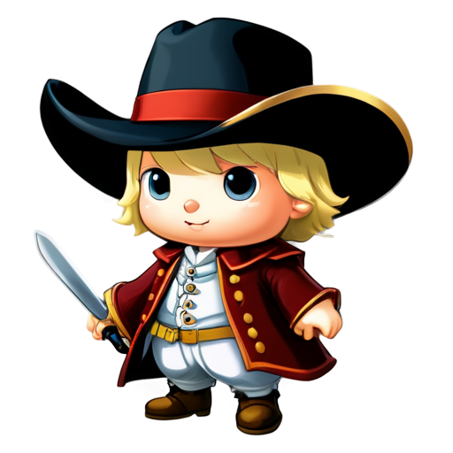 a white pawn in a musketeer's doublet and a wide-brimmed hat with a feather - icon | sticker