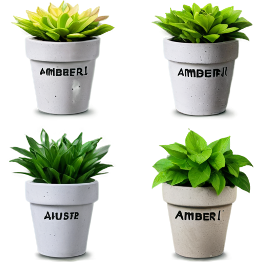 please draw a logo for a brand for the production of vases, plant pots and flower pots made of concrete with the name amberi - icon | sticker