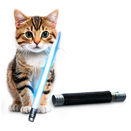 Cat with light saber - icon | sticker