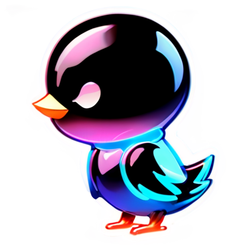 Twitter color line neon style - icon | sticker