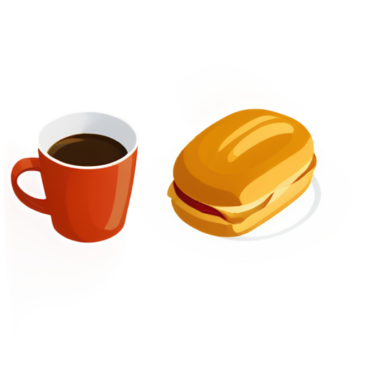 lunches and coffee with pastries - icon | sticker