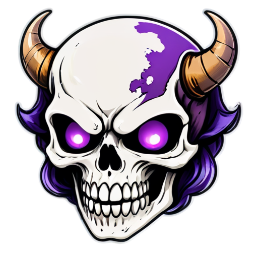 Skeleton Demon Head with Toxic purple,White and blac colours - icon | sticker