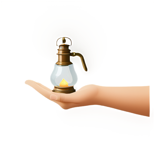 A hand holding a kerosene lamp - icon | sticker