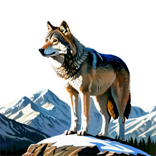 wolf evel proud mountains snow - icon | sticker