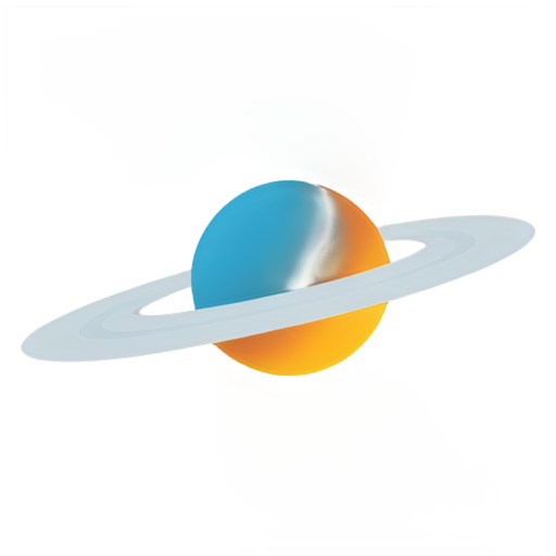 a planet with a rocket orbiting and making a ring trail like saturn - icon | sticker