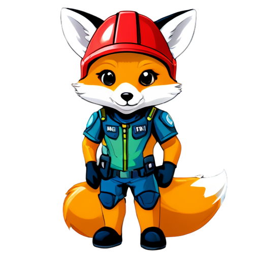 Fox with helmet - icon | sticker