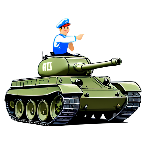 Russian agricultural worker on a Soviet tank cartoon icon for youtube channel - icon | sticker