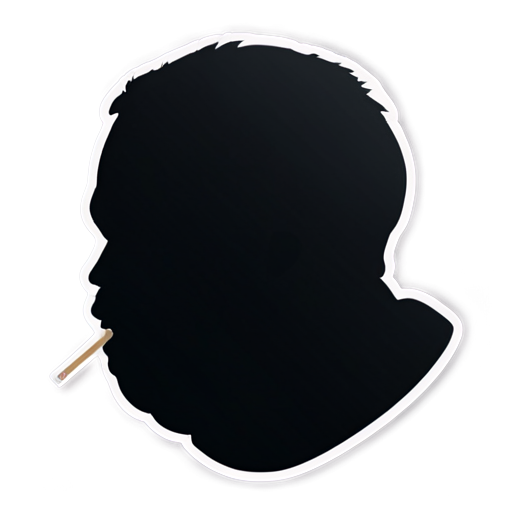 silhouette shadow of a fat man's face smoking - icon | sticker