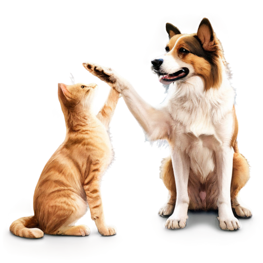 cat and dog shake hand - icon | sticker