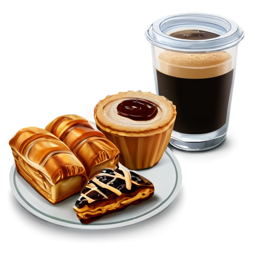 lunches and coffee with pastries - icon | sticker