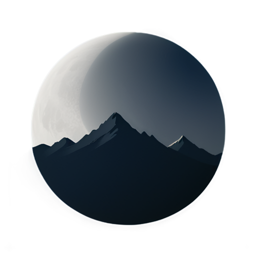 beautiful night mountains against the backdrop of the moon - icon | sticker