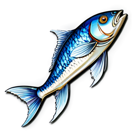 medieval fish, paint style, - icon | sticker